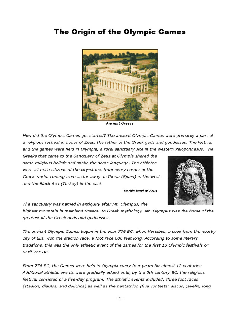 The Origins and Evolution of the Olympics | PDF | Track And Field ...