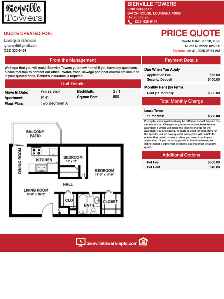 Application Quote 826906 20250128075504 | PDF | Renting | Lease