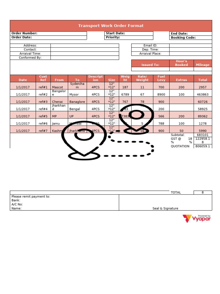 Transport Work Order Template | PDF