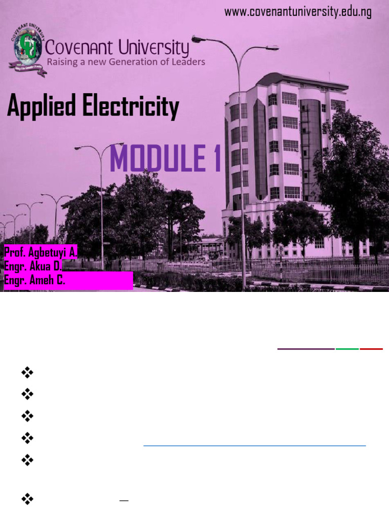 Applied Electricity Lecture 1 | PDF | Electromagnetic Induction ...