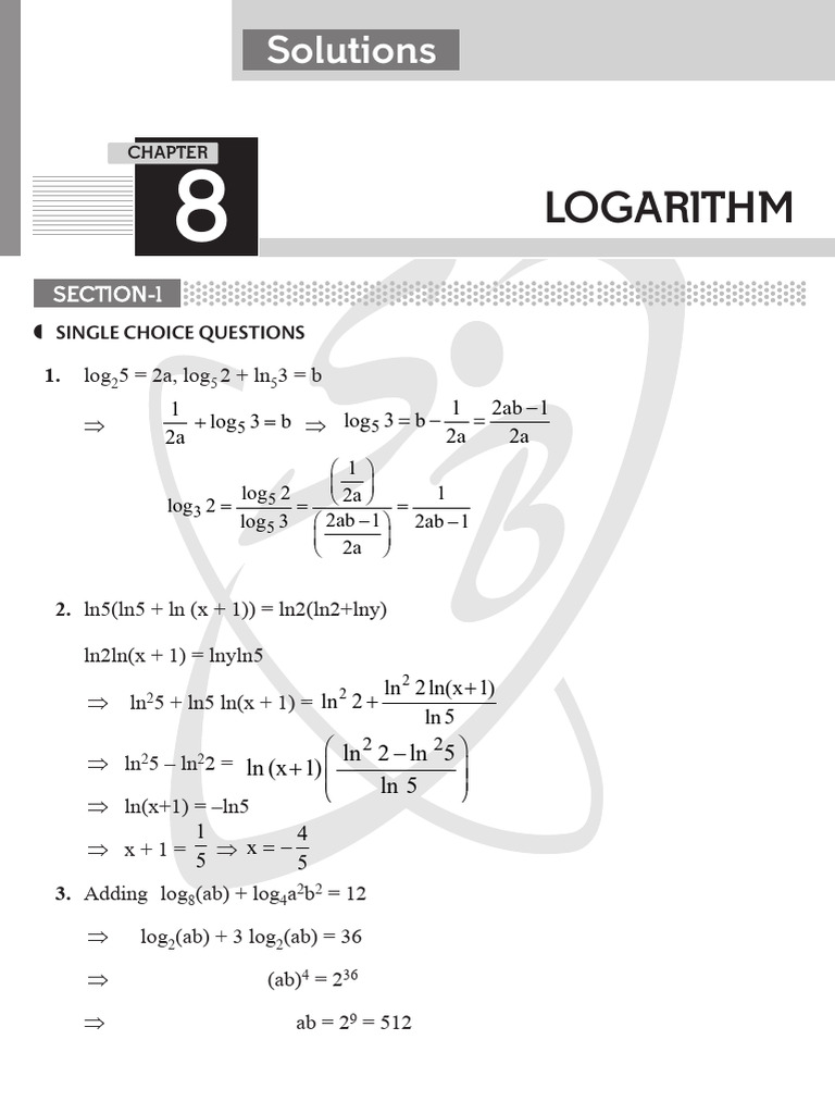 VG Logarithms Solutions | PDF | Functions And Mappings | Elementary ...