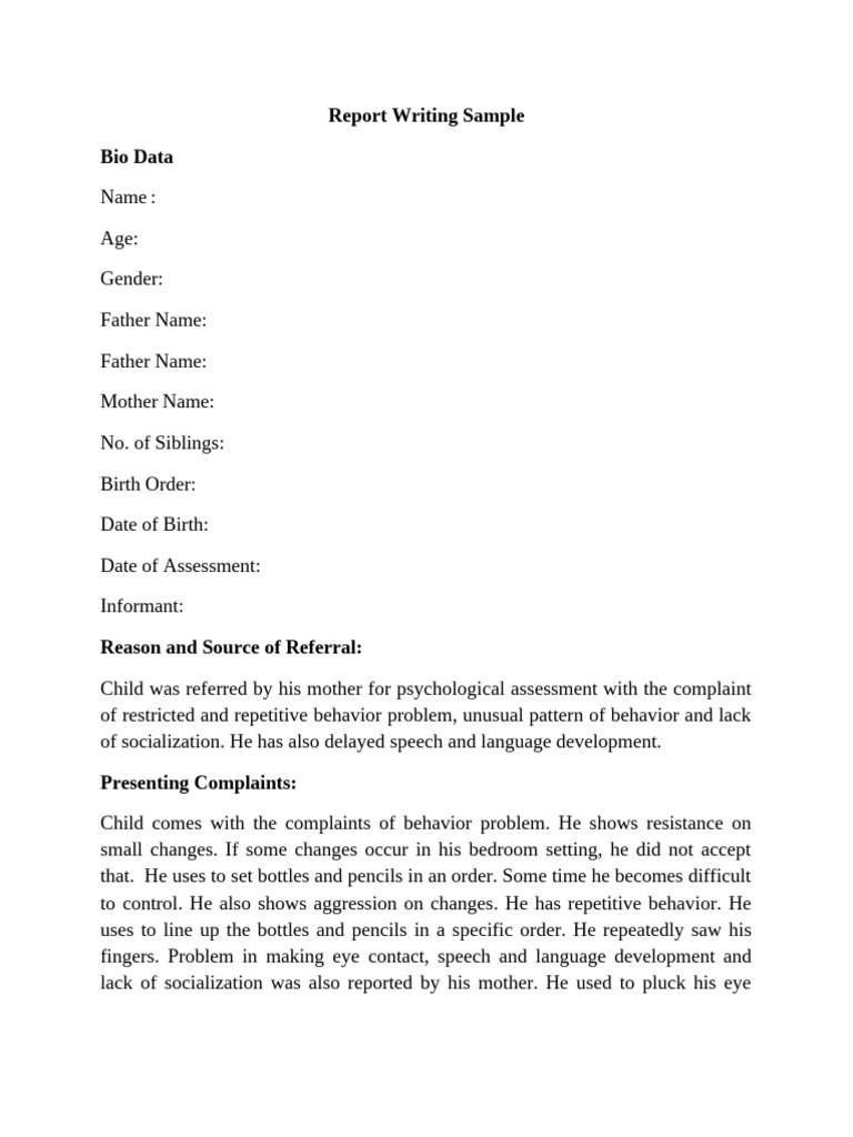 Autism Spectrum Disorder Assessment Report | PDF | Attention Deficit ...