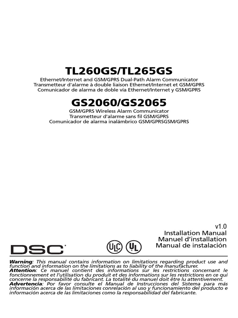 DSC Gs206x Tl26xgs Manual | PDF | Computer Network | Electrical Connector