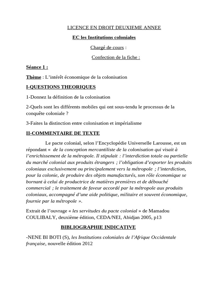 Les servitudes du pacte colonial | PDF | Colonialisme | Colonisation