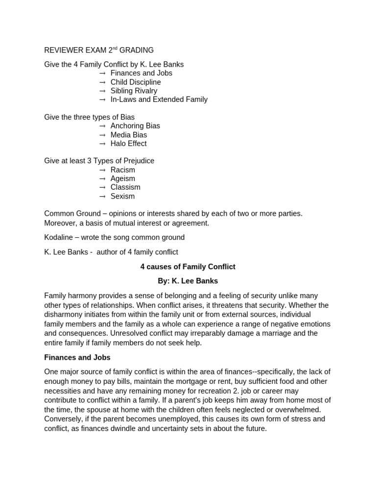 REVIEWER EXAM 2nd GRADING | PDF | Bias | Prejudices