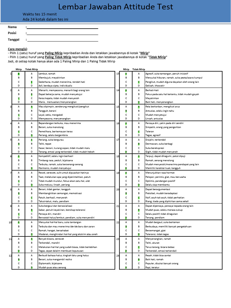 2 DISC Soal Attitude Test | PDF