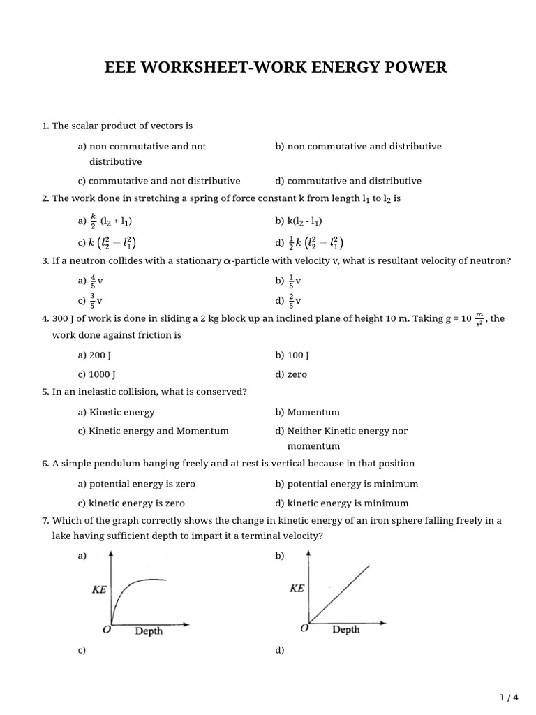 Work, Energy, and Momentum Worksheet | PDF | Momentum | Force