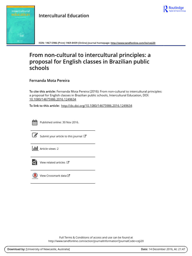 Intercultural Principles in Brazilian ESL | PDF | Pedagogy | Learning
