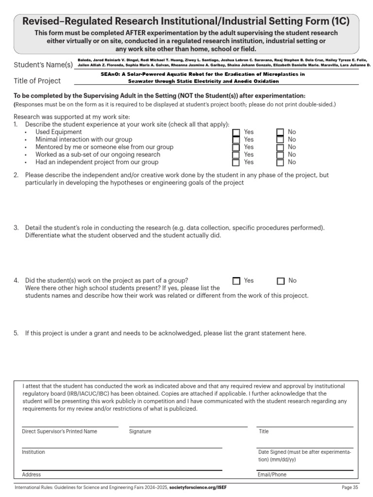 Regulated Research Institutional Form | PDF