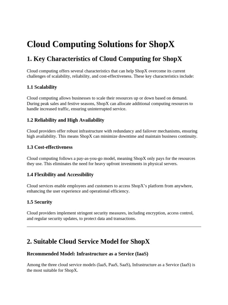 Cloud Solutions for ShopX: IaaS & Hybrid Model | PDF | Cloud Computing ...