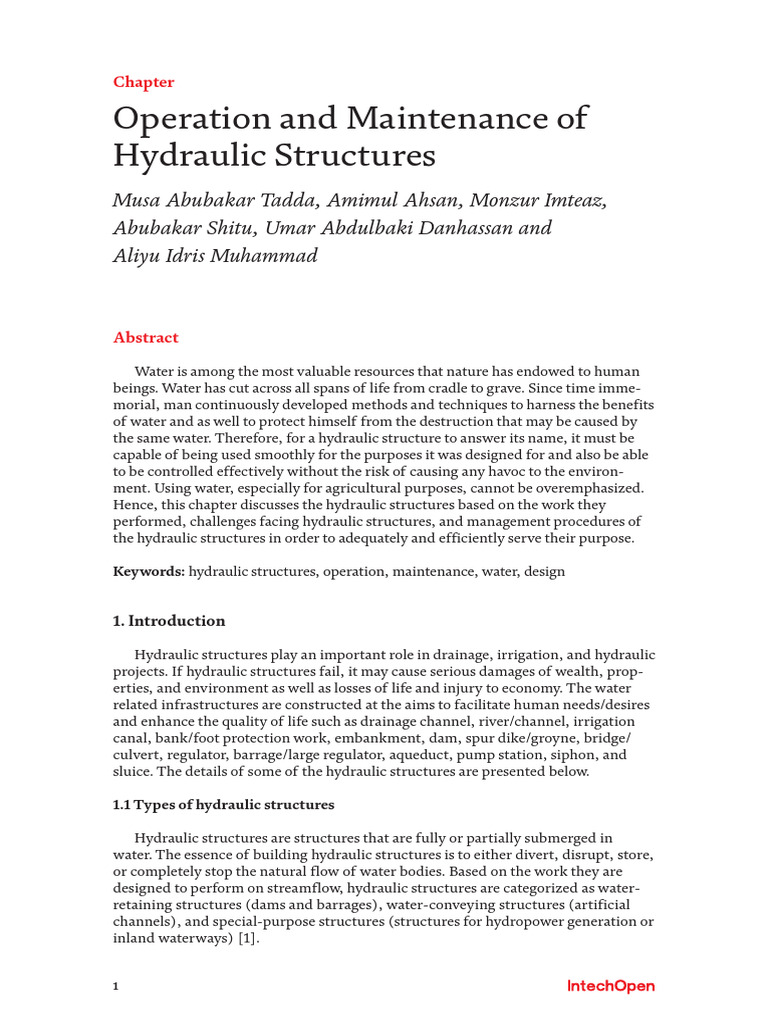 Hydraulic Structures: Operation & Maintenance | PDF | Dam ...