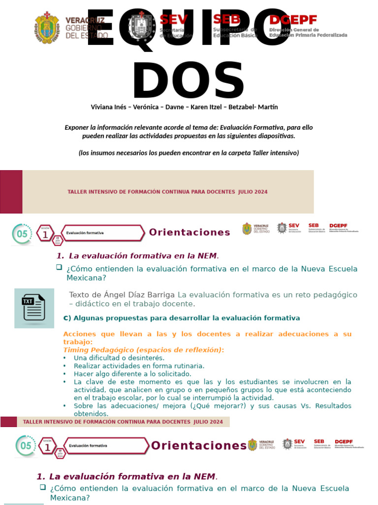 Taller de Evaluación Formativa NEM 2024 | PDF | Evaluación | Enseñando