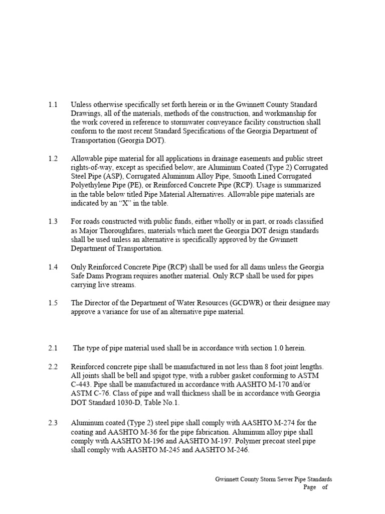 Storm Sewer Pipe Standards | PDF | Pipe (Fluid Conveyance) | Concrete