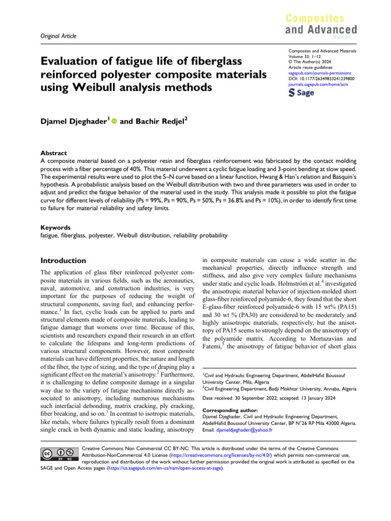 Evaluation of Fatigue Life of Fiberglass Reinforce | PDF | Fatigue ...