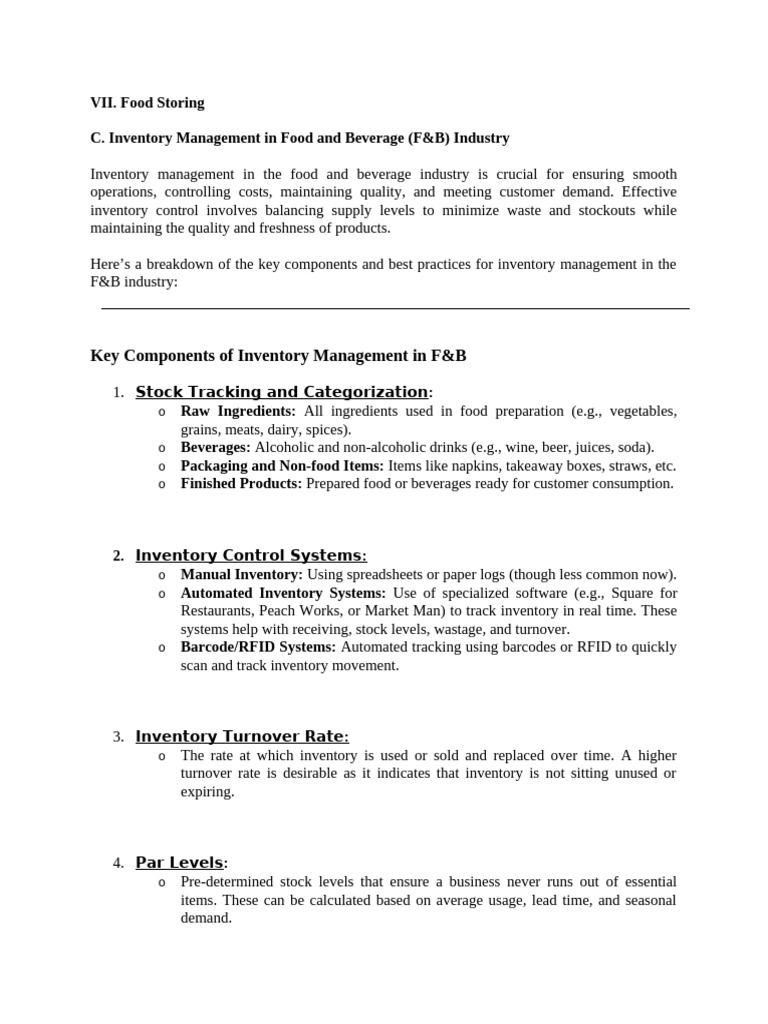 Finals Topic Inventory Management in Food and Beverage(2) | PDF | Food ...