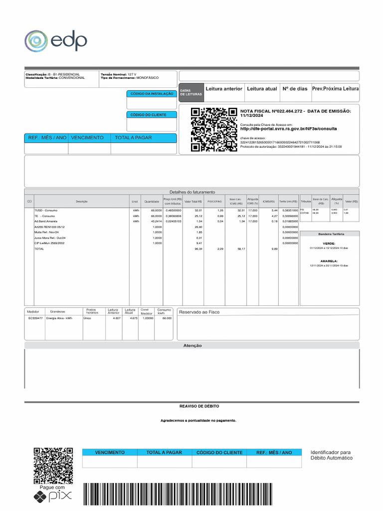 DANF3E: Nota Fiscal de Energia EDP | PDF | Software móvel ...