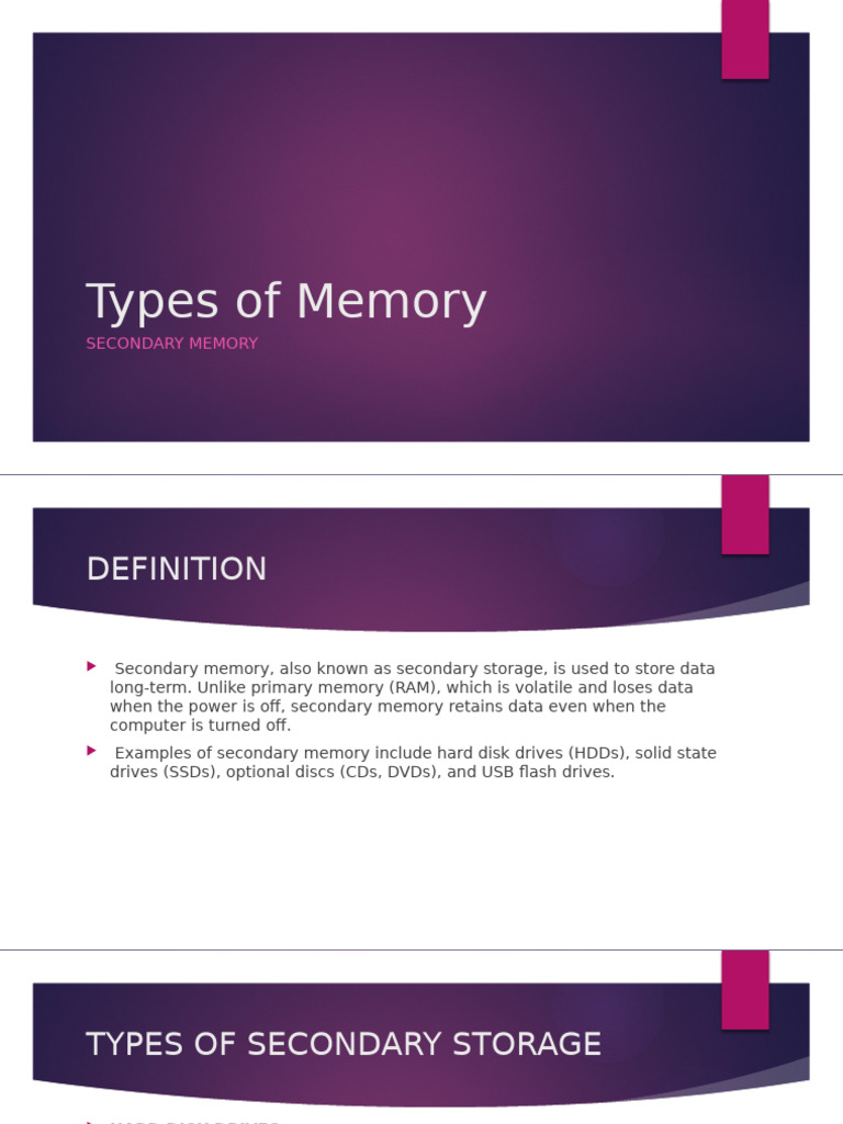 Types of Memory | PDF | Computer Data Storage | Hard Disk Drive
