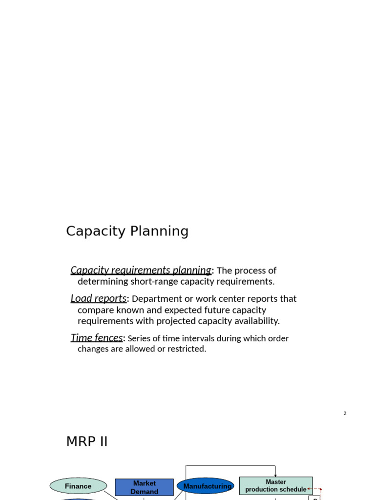 Capacity Requirements and Time Fences | PDF