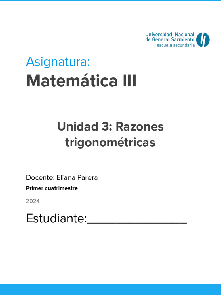 Razones Trigonométricas en Matemática III | PDF | Triángulo | Geometría