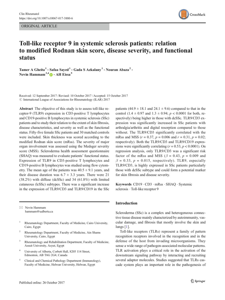 Full text Toll like receptor in SSc | PDF | Cell Biology | Diseases And ...