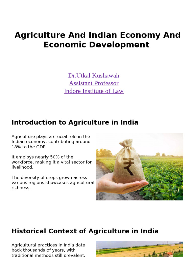 Agriculture and Indian Economy and Economic Development | PDF ...