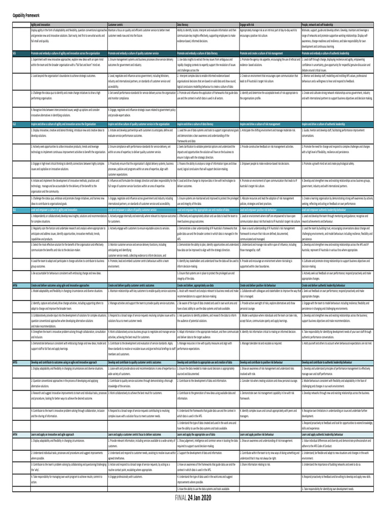 Capability Framework Matrix | PDF | Risk | Leadership