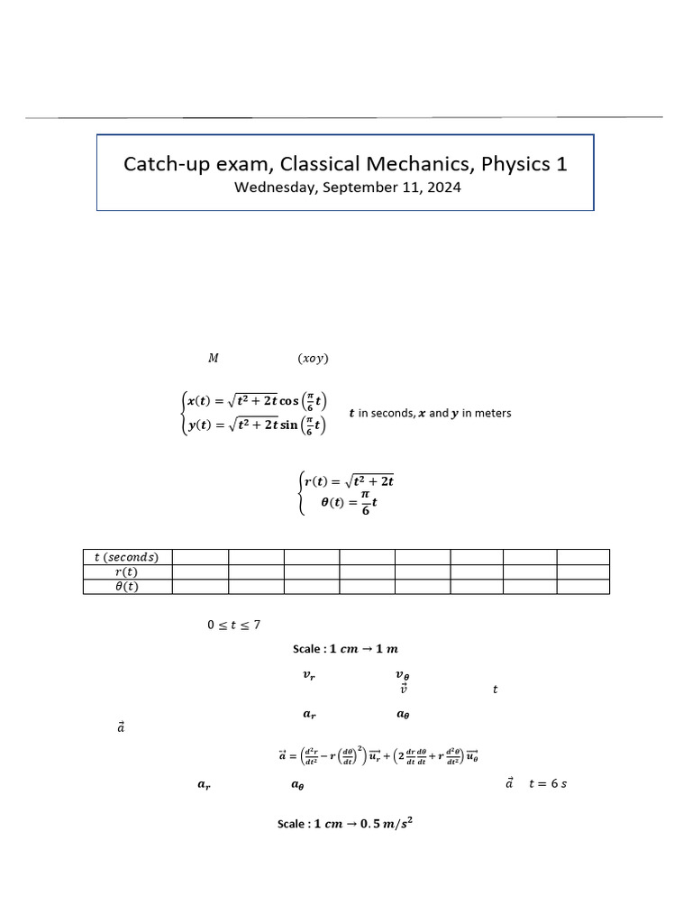 Classical Mechanics Exam Exercises | PDF | Acceleration | Euclidean Vector