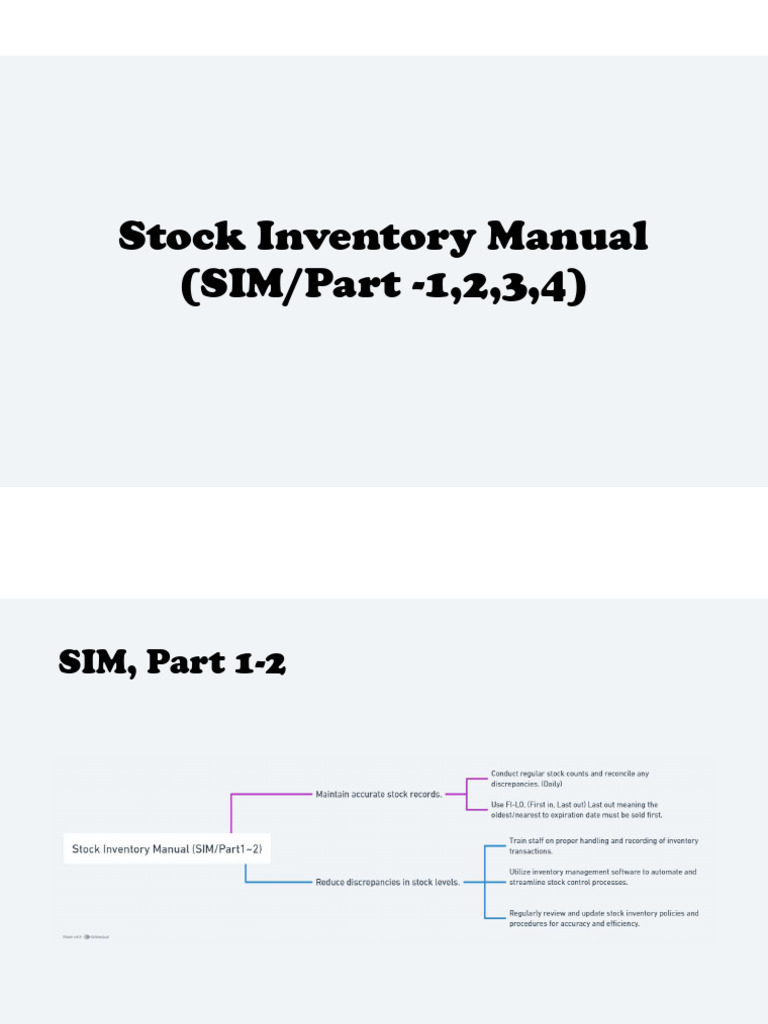 Stock Inventory Manual (SIM) ALL PARTS | PDF