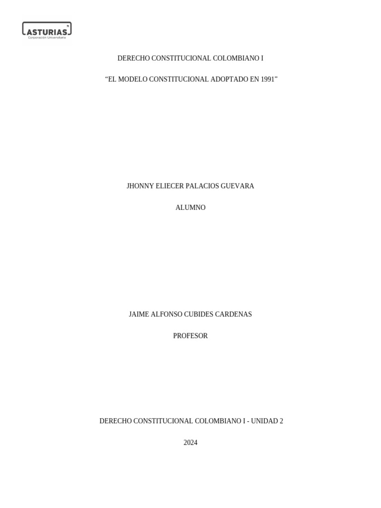 Modelo Constitucional de 1991 en Colombia | PDF | Democracia ...