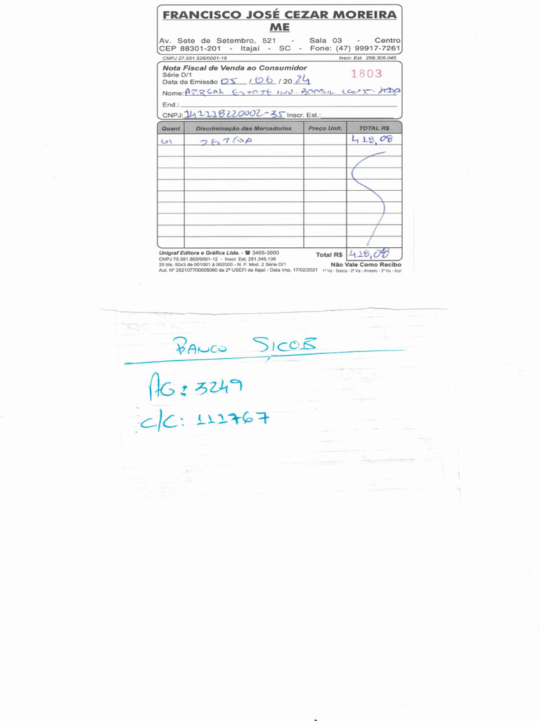 Nota Restaurante - Maio | PDF