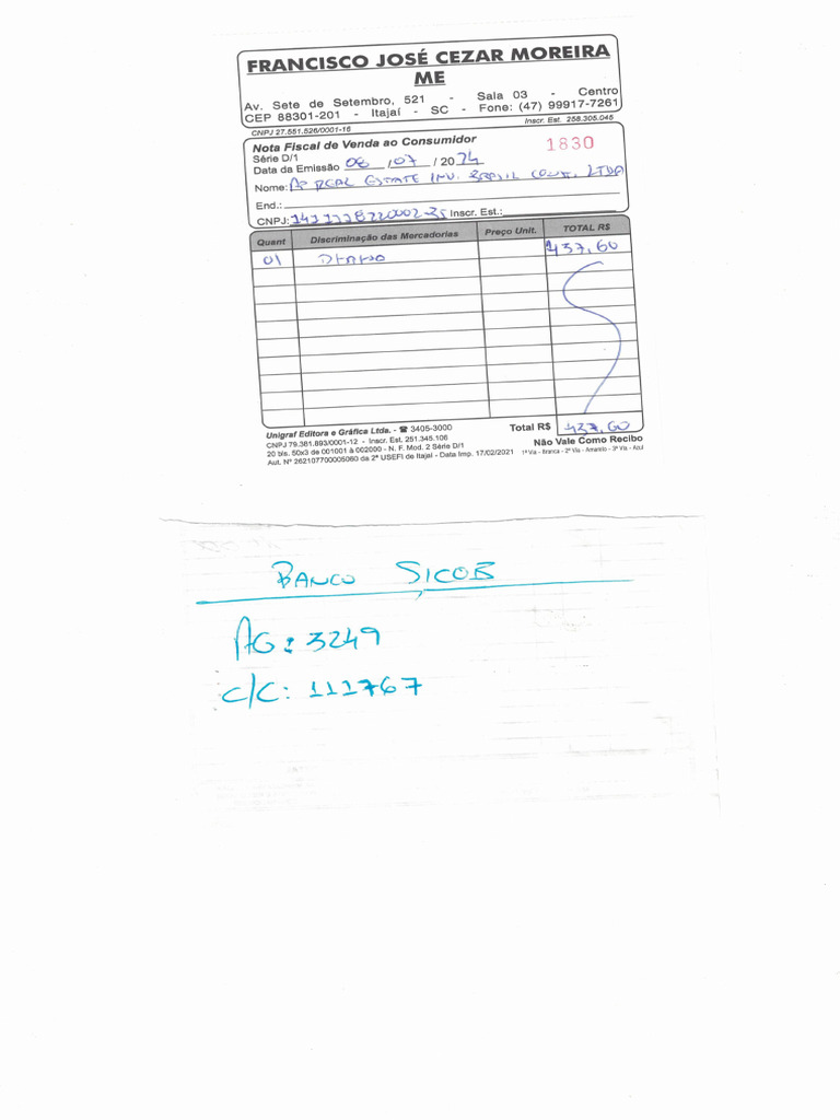 Nota restaurante - junho | PDF