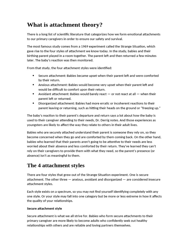 Understanding Attachment Styles | PDF | Attachment Theory | Human Life ...