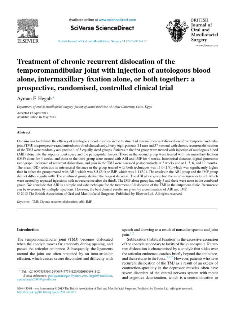 Treatment of Chronic Recurrent Dislocati | PDF | Medical Specialties ...