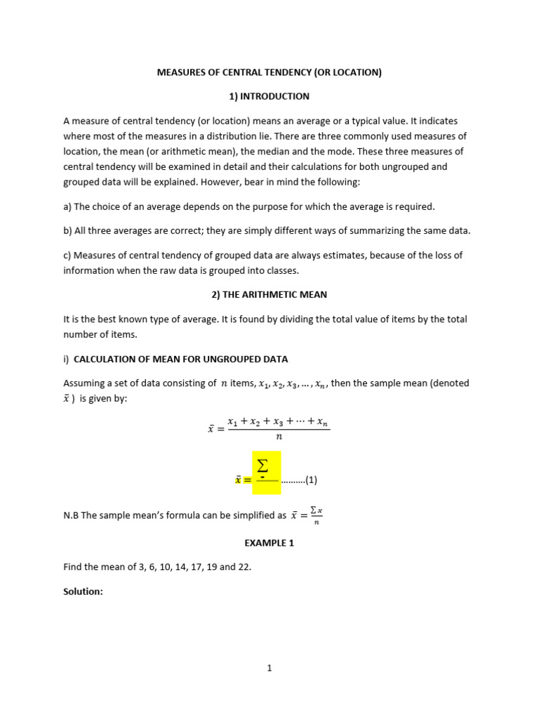 Understanding Measures of Central Tendency | PDF | Mean | Median