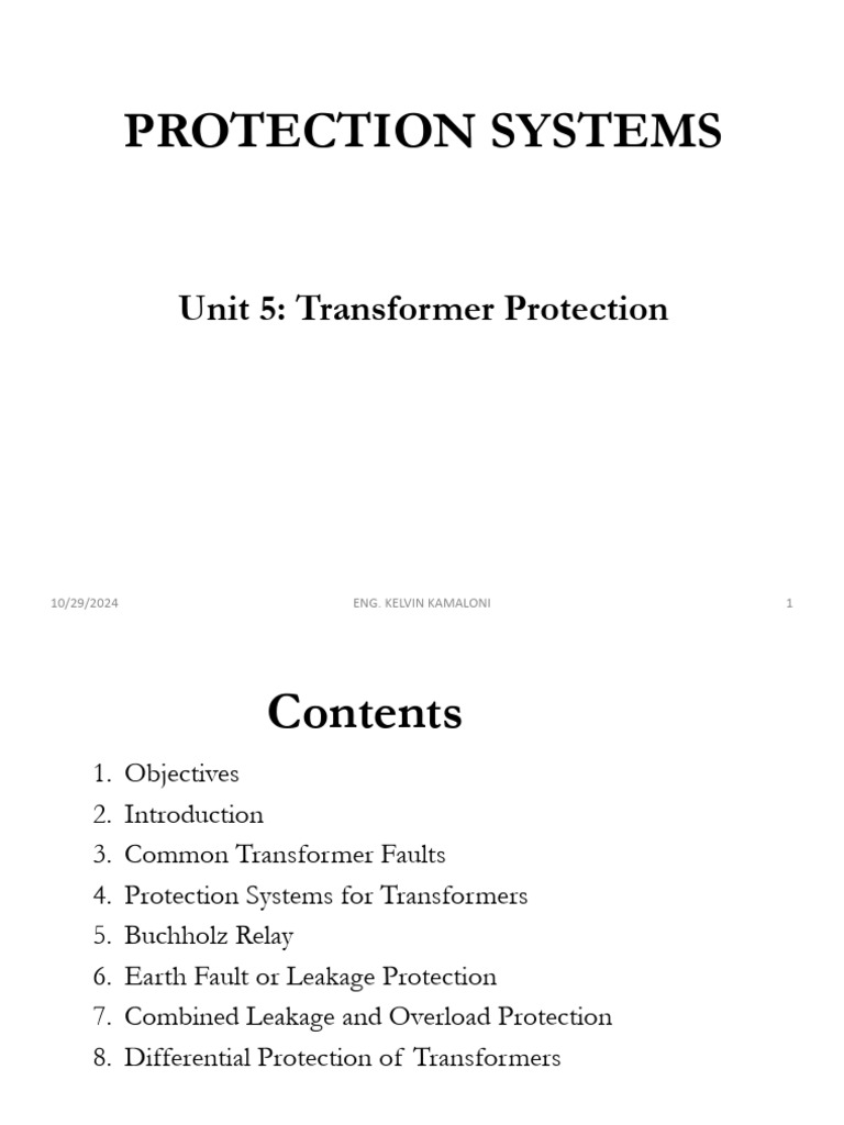 Transformer Protection Systems Overview | PDF | Transformer | Relay