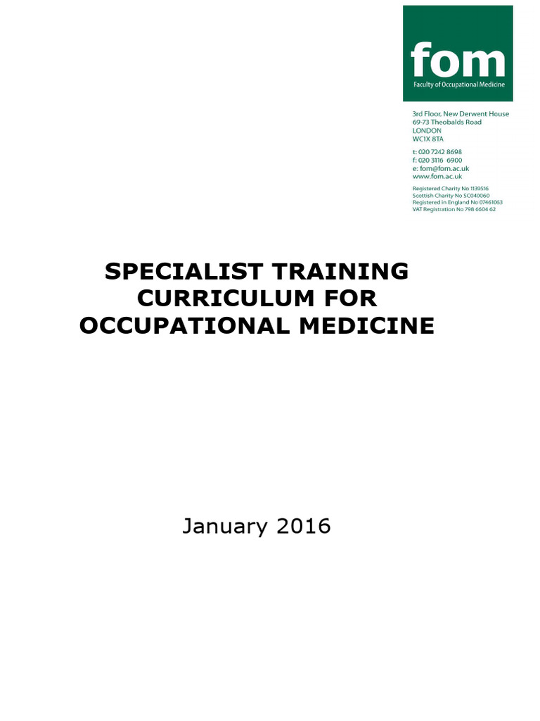 Occupational Medicine Training Curriculum | PDF | Medicine ...