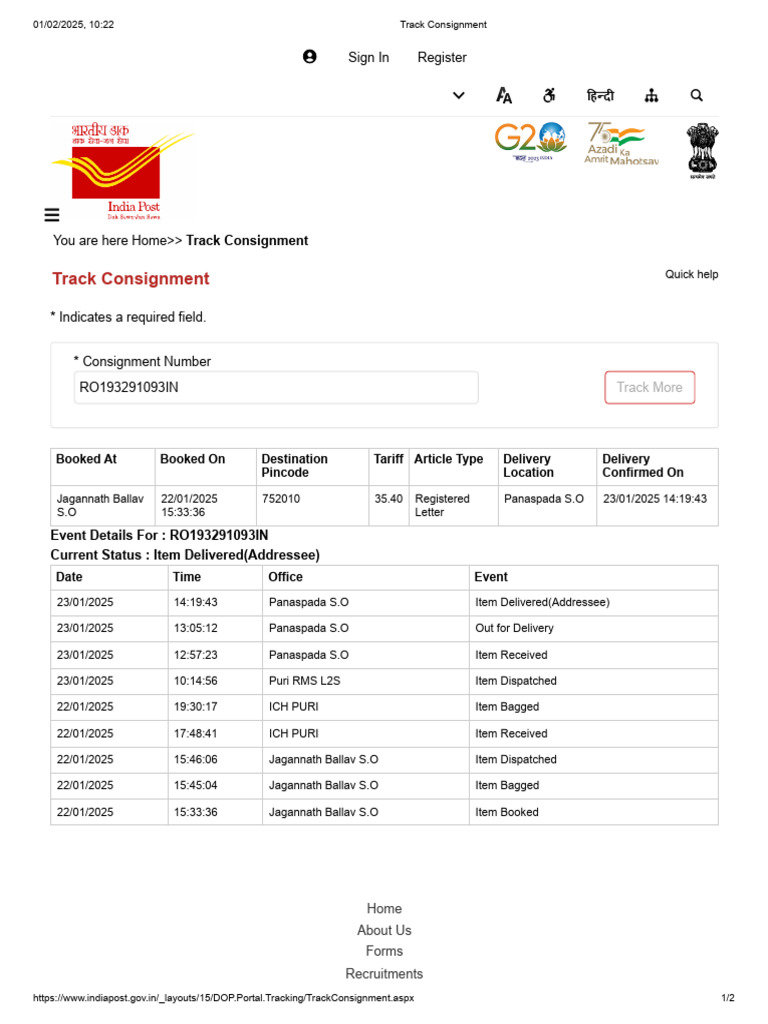 Track Your India Post Consignment | PDF