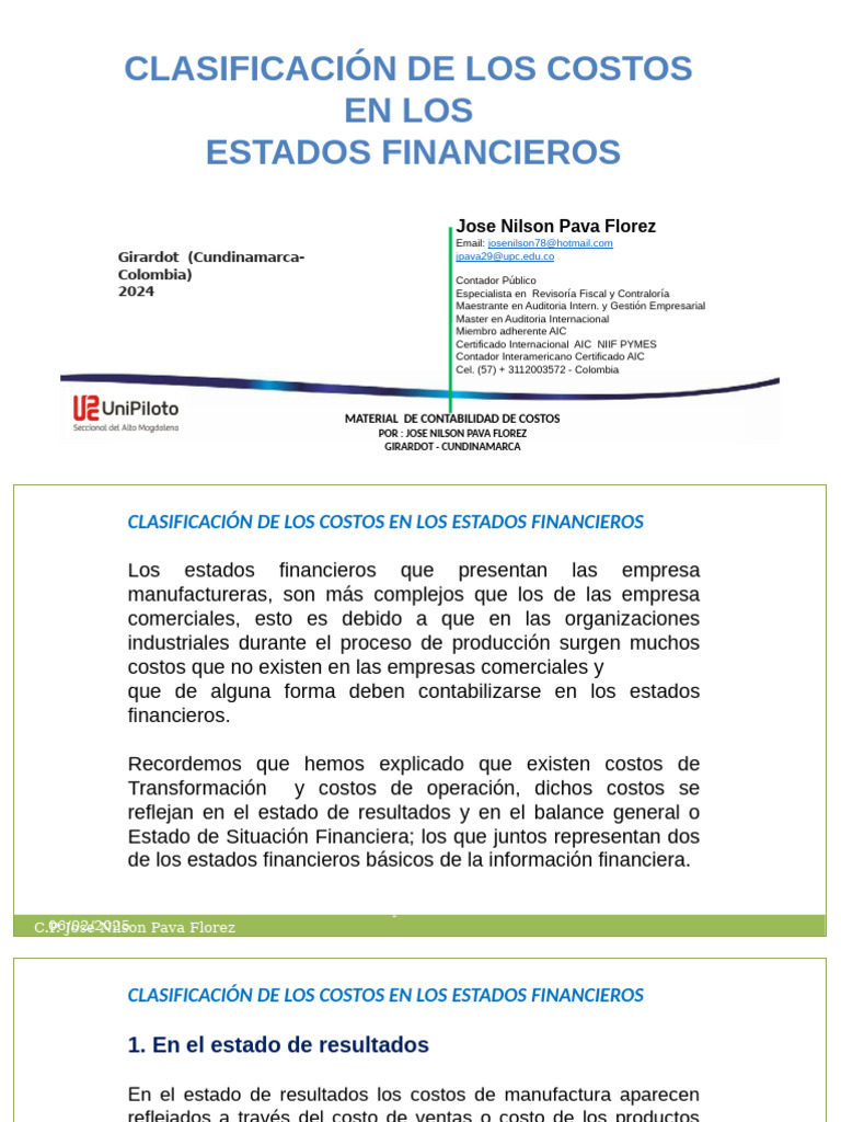 Clasificación de Costos Financieros | PDF | Costo | Estado financiero