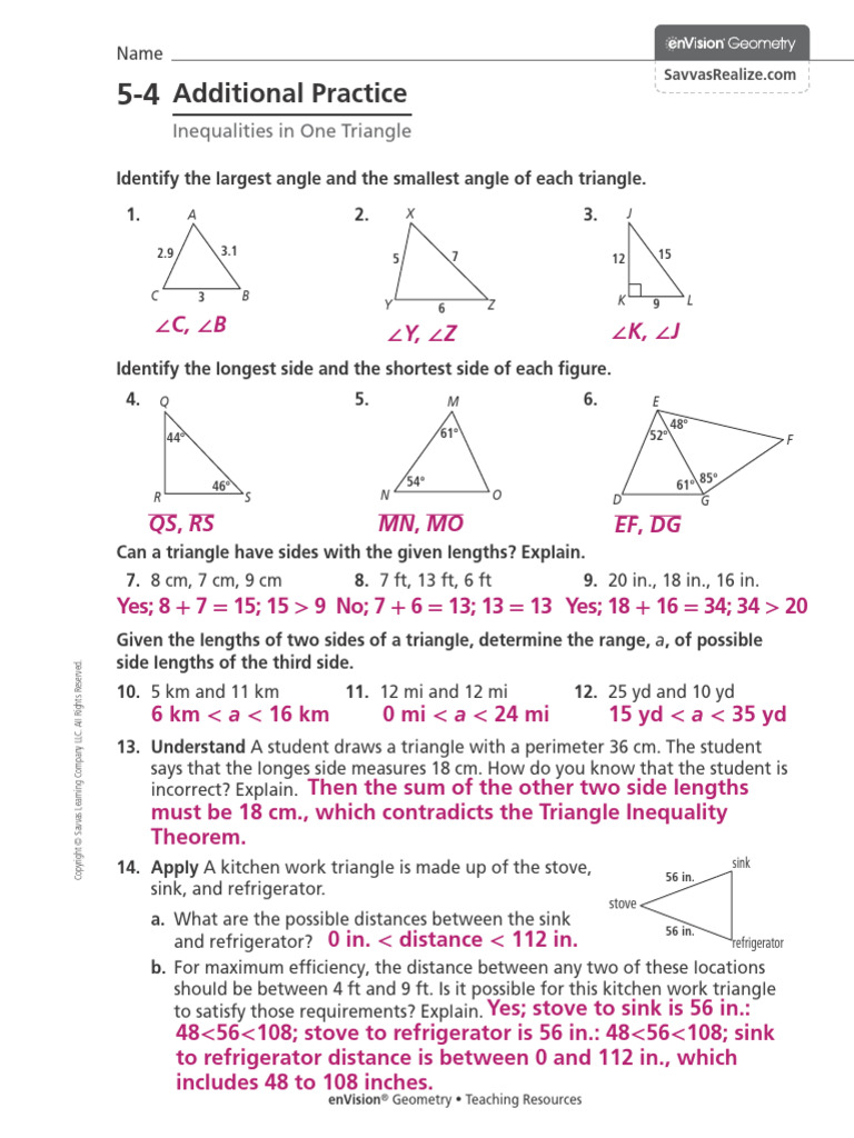 Triangle Inequalities Practice Guide | PDF | Elementary Geometry ...