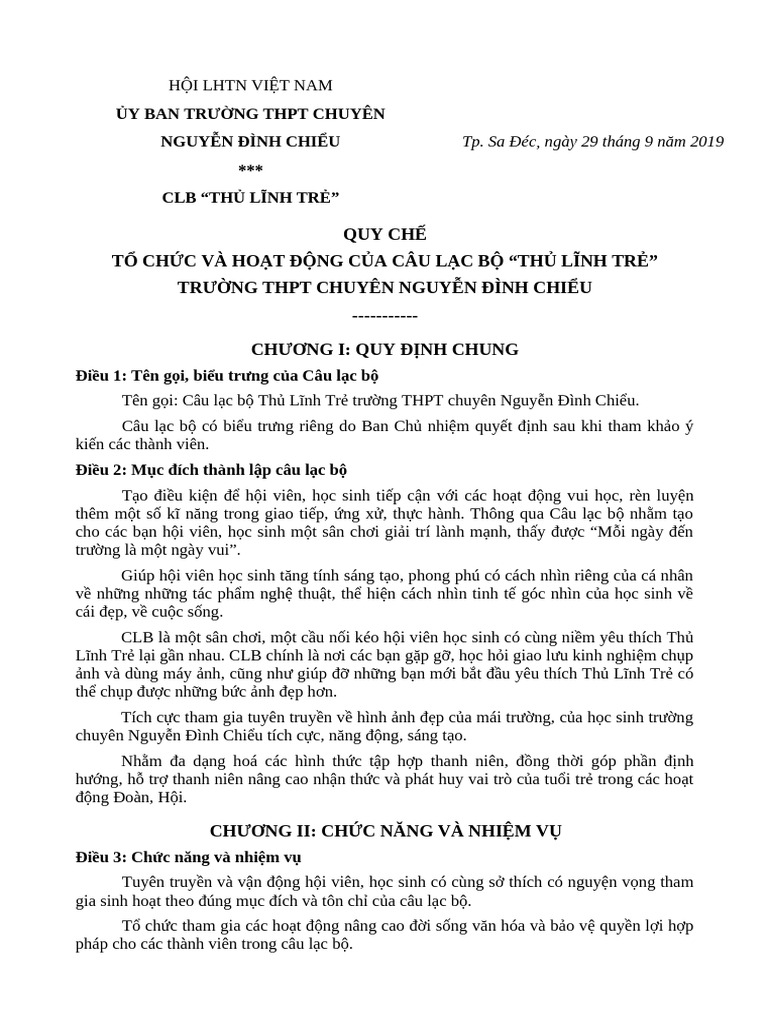 4 CLB - QUY CHẾ CLB | PDF