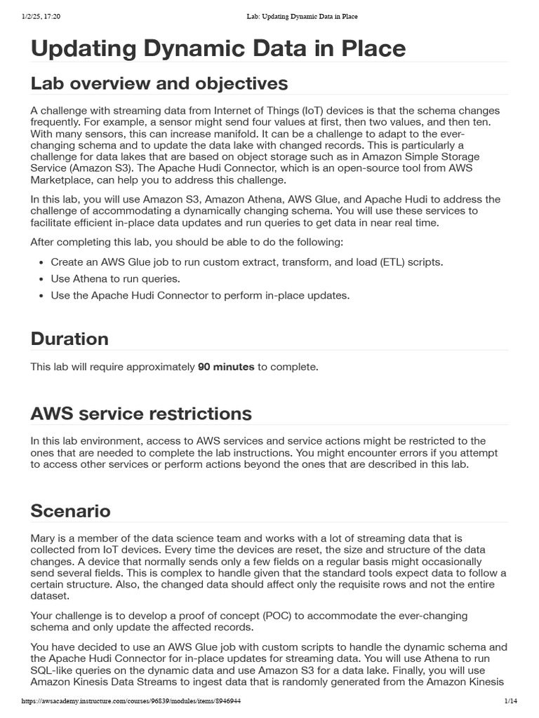 Lab - Updating Dynamic Data in Place | PDF | Amazon Web Services ...
