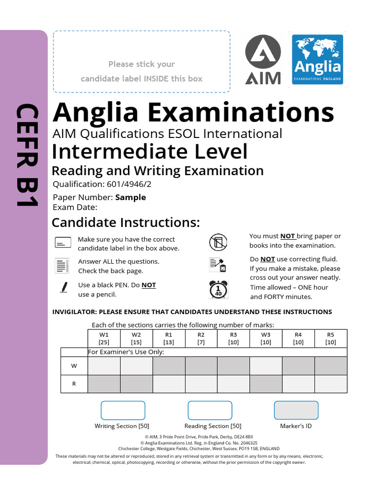 Anglia Examinations: Intermediate Level | PDF