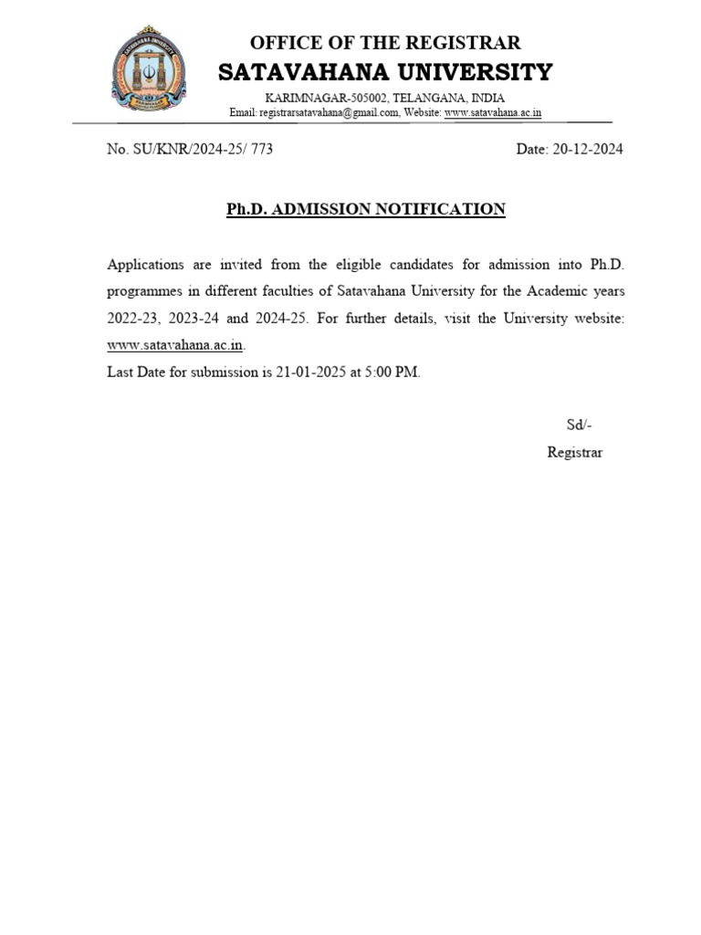 Ph.D. Admission Notification 2025 | PDF | Doctor Of Philosophy ...