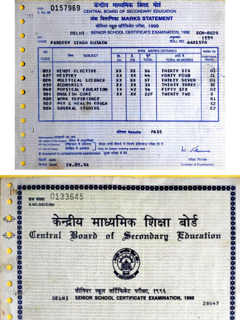 12th Marksheet+ Certificate - Pardeep Gusain | PDF