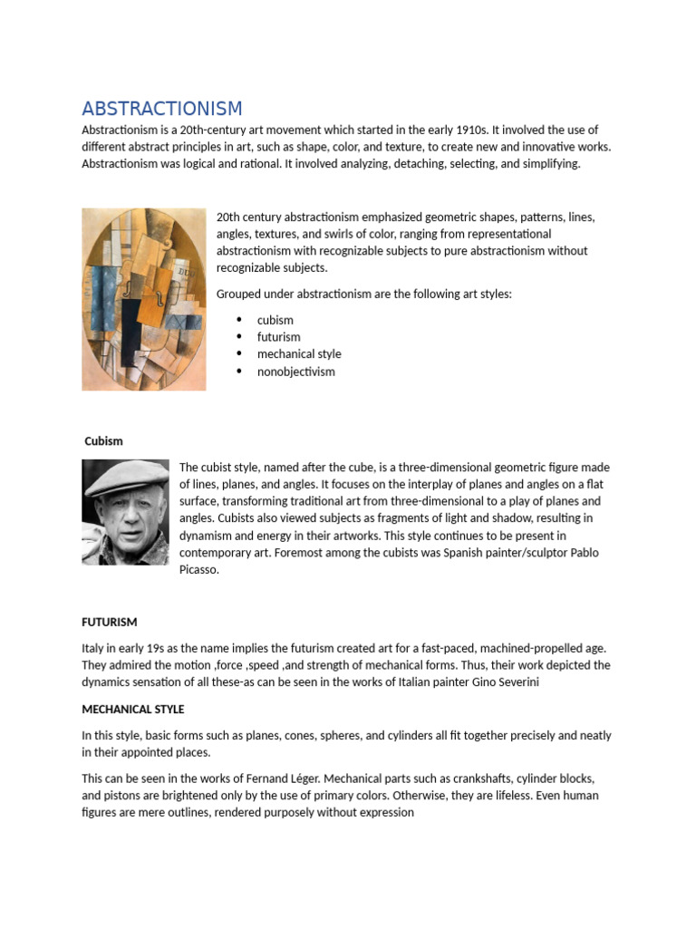 Understanding Abstractionism Styles | PDF
