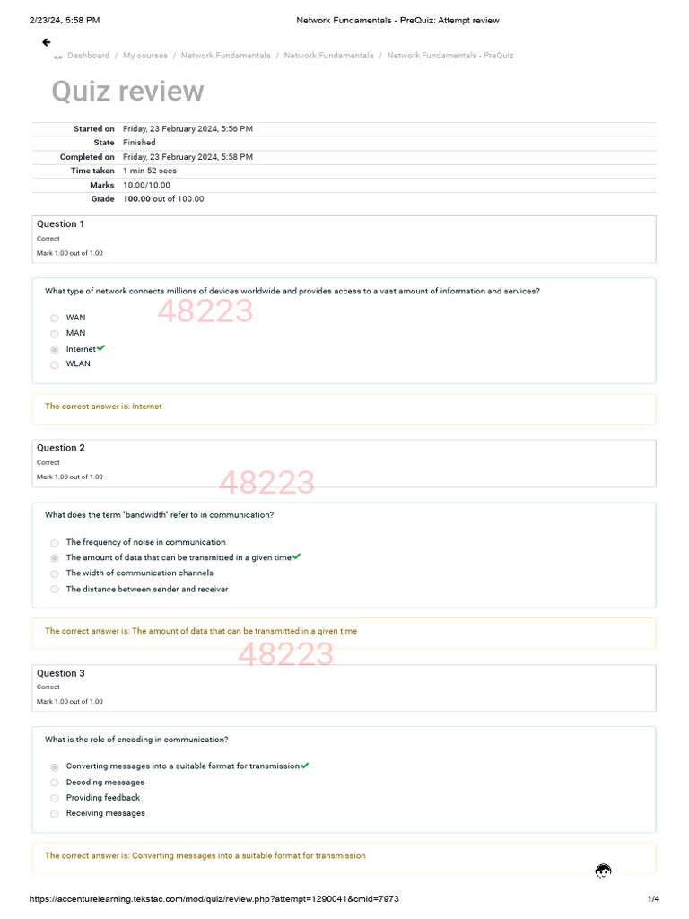 Network Fundamentals Prequiz Attempt Review Pdf Computer