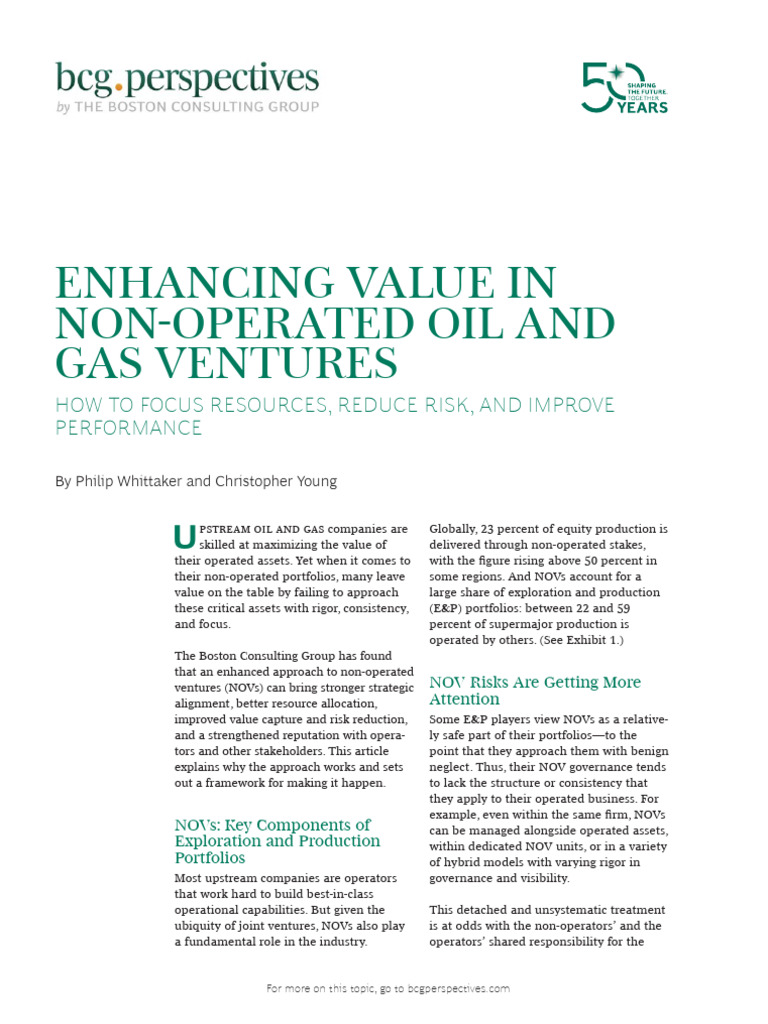 BCG Enhancing Value in Non-Operated Oil and Gas Jan 2013 tcm9-99081 ...