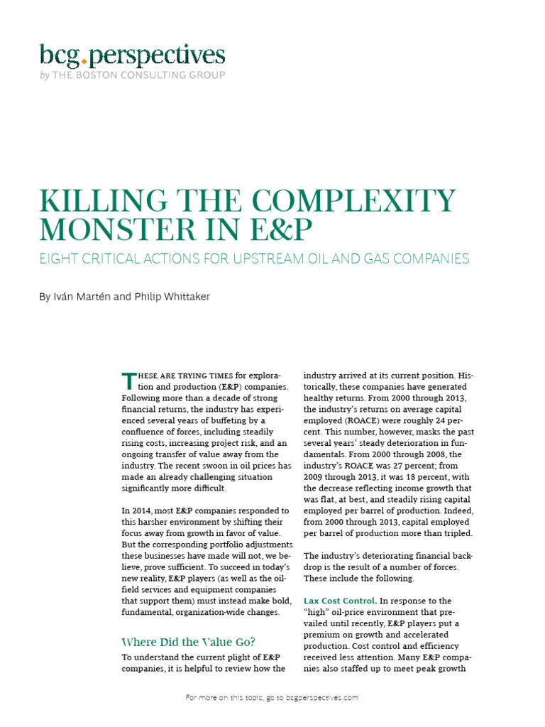 E&P Companies: Eight Critical Actions | PDF | Supply Chain | Business