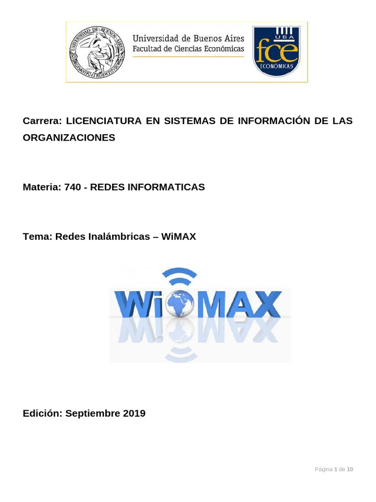 Características de Redes WiMAX | PDF | Wi Max | Red inalámbrica