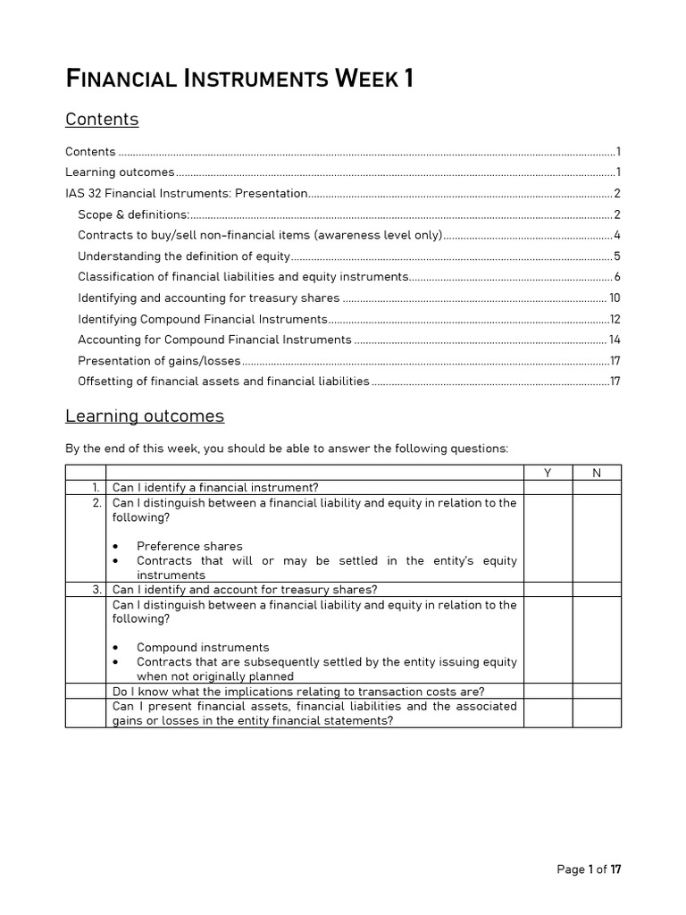 Financial+instruments Week+1 Notes+ Additional + 1 | PDF | Equity ...